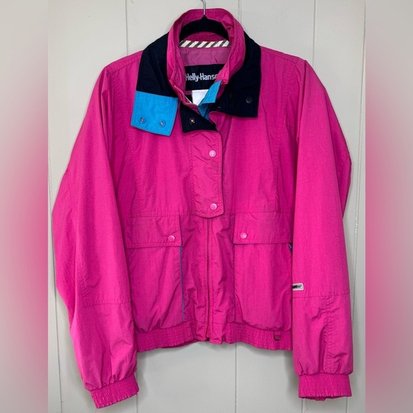 Helly Hansen VTG Late 80’s Neon Pink Ski Shell Jacket Womens Size Medium - Picture 1 of 11